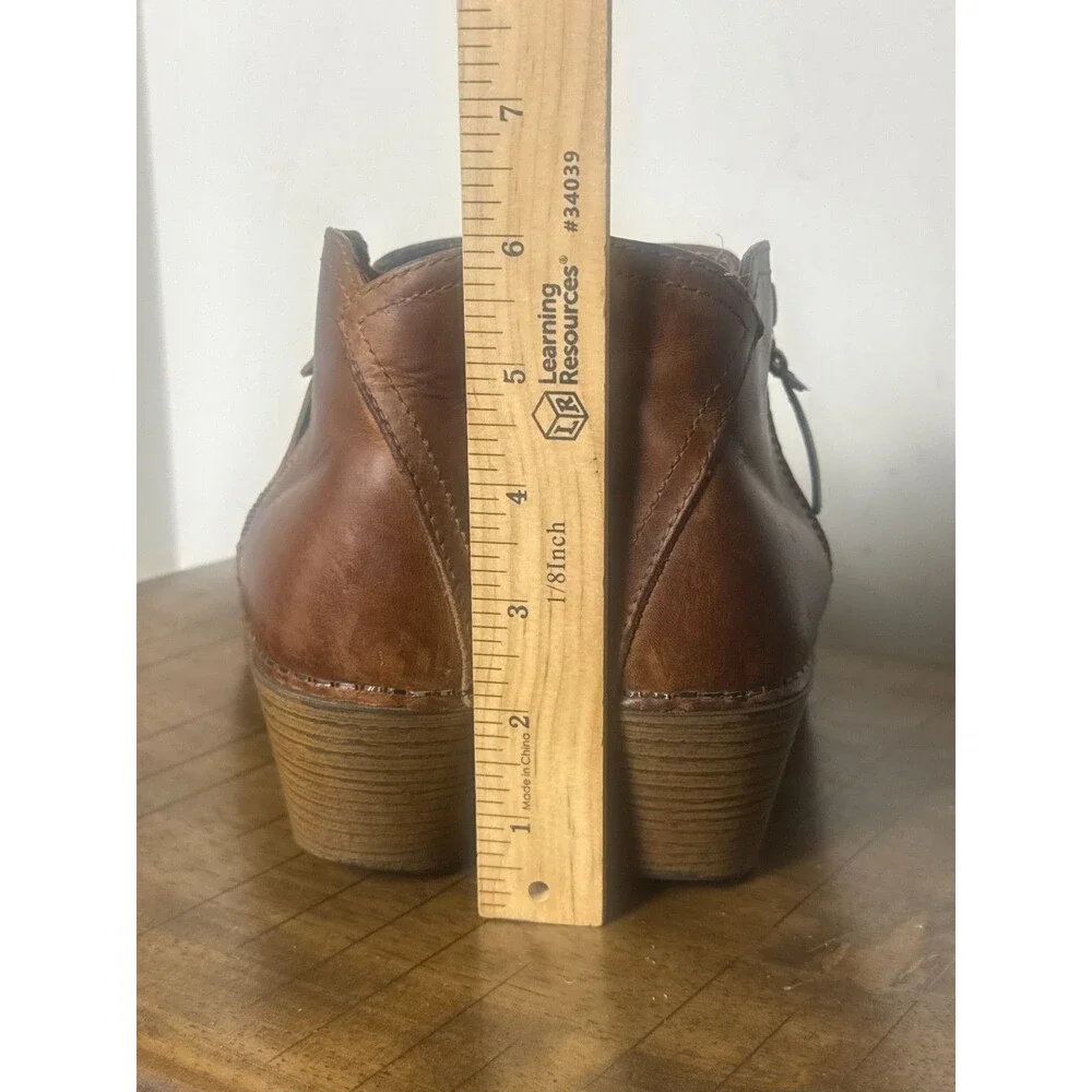 Dansko Women’s 38 Brown Leather Ankle Boots Booties Chunky Heel Comfort